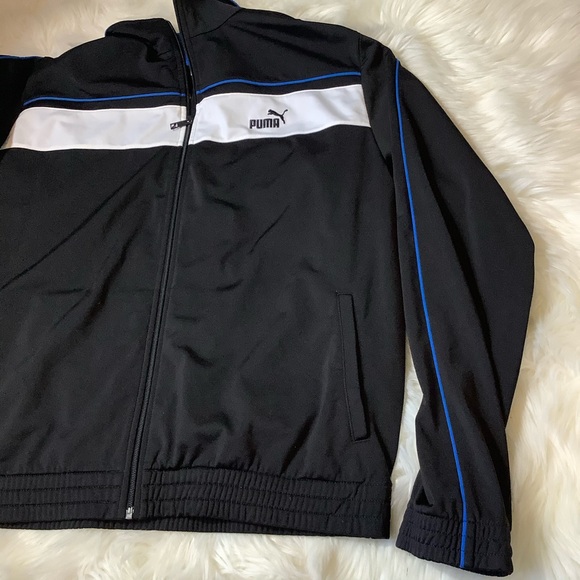 Puma Athletic Track Jacket Men's XXL Color Block Black Blue Warm Up Workout - Picture 3 of 6